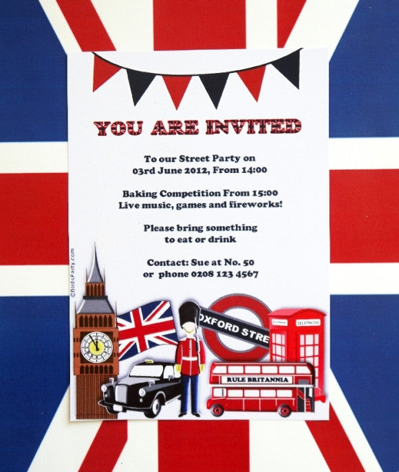 British London Birthday Party Printables Invitations | BirdsParty.com