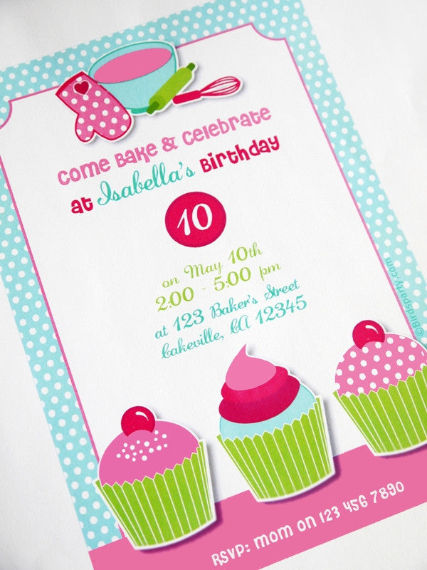 Baking Birthday Party Invitations Free 3