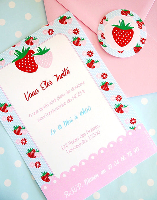 Strawberry Birthday Party Printables Invitations Birdsparty Com Bird S Party