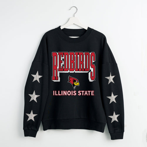 ILLINOIS STATE REDBIRDS PURE VICTORY EMBELLISHED STAR SLEEVE CREWNECK PULLOVER