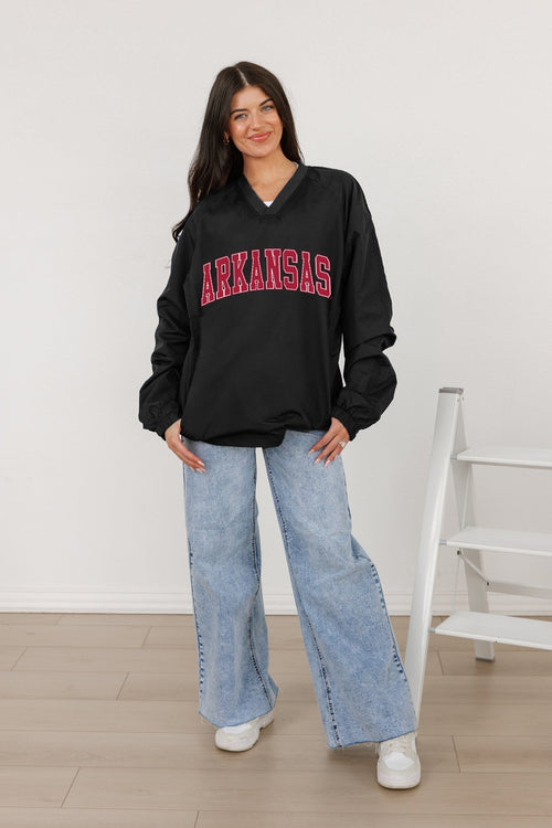ARKANSAS RAZORBACKS Victory Bound V-Neck Wind Shirt By Madi Prewett Troutt