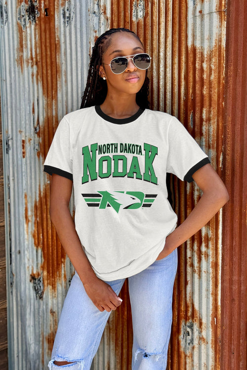 NORTH DAKOTA FIGHTING HAWKS SWIFT STRIKE VINTAGE RINGER TEE