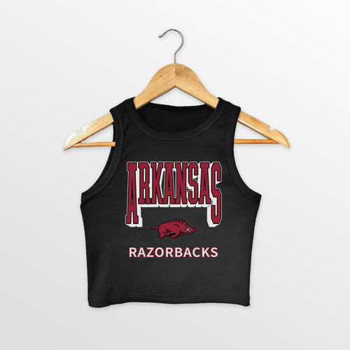 ARKANSAS RAZORBACKS PURE VICTORY ESSENTIAL RIBBED CROP TANK