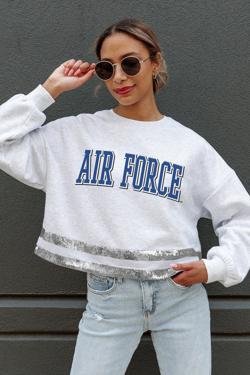 AIR FORCE FALCONS PASS THE SHINE SEQUIN TRIM MID-CROP SWEATSHIRT