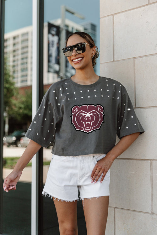 MISSOURI STATE BEARS Making Moves Rhinestone Crop Tee With Yoke
