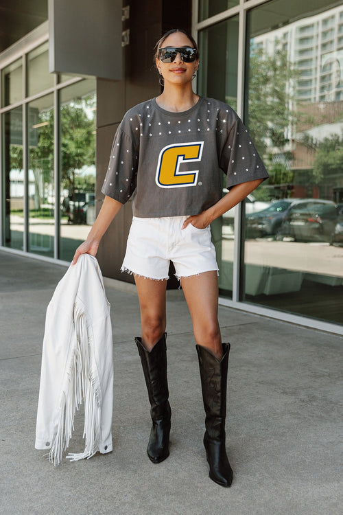 CHATTANOOGA MOCS Making Moves Rhinestone Crop Tee With Yoke