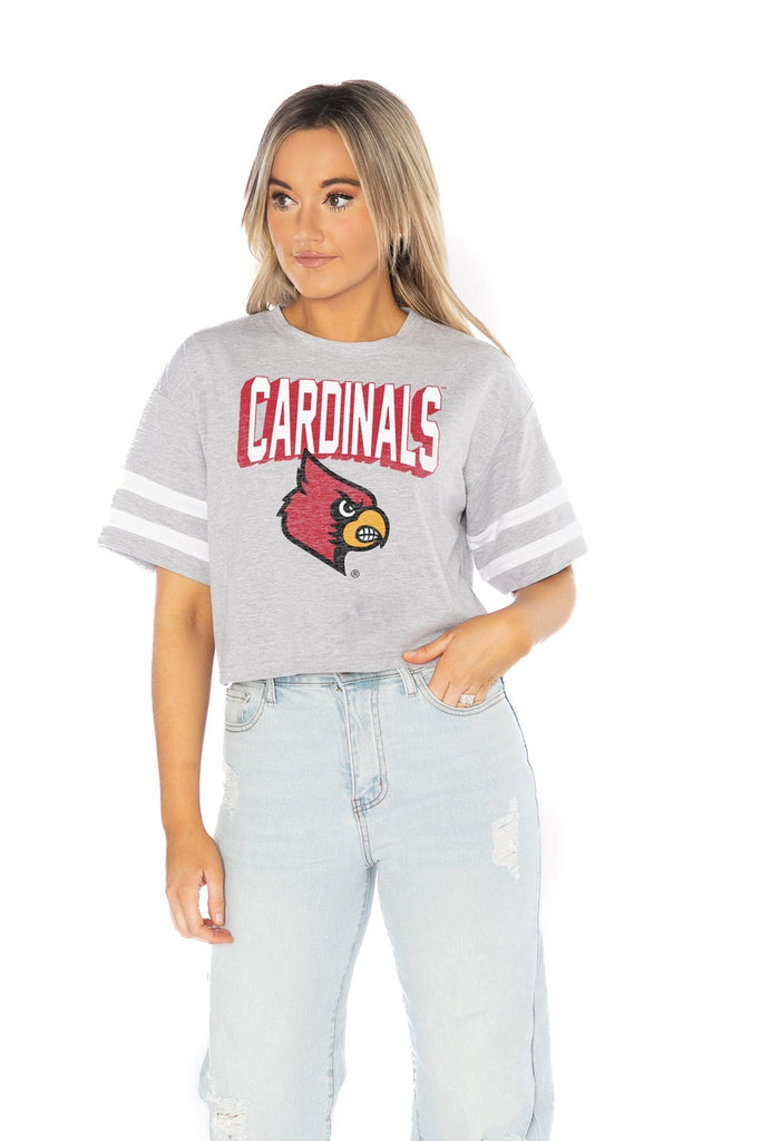 Women's Gameday Couture Black Louisville Cardinals After Party Cropped T-Shirt Size: Medium