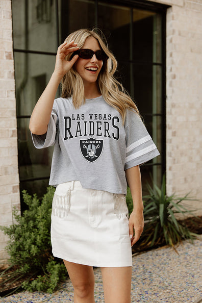 Women's Gameday Couture White Las Vegas Raiders Offside French Terry Side-Slit Sweatshirt Size: Medium