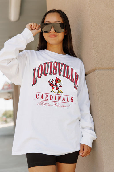 Louisville Cardinals Gameday Couture Women's Play-By-Play Split Pullover  Hoodie - White/Gray