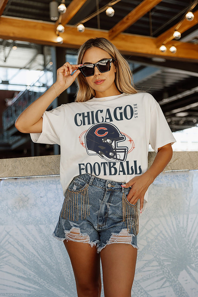 CHICAGO BEARS GRIDIRON GLAM SHORT SLEEVE CROP TEE WITH SPORT