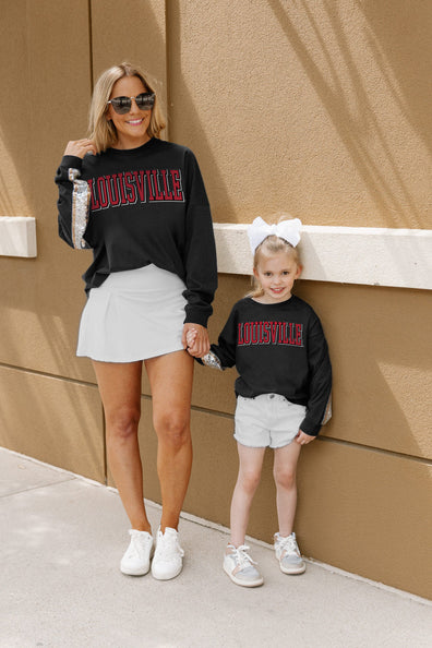 LOUISVILLE CARDINALS PLAY ON FLEECE CREWNECK PULLOVER BY MADI PREWETT –  GAMEDAY COUTURE
