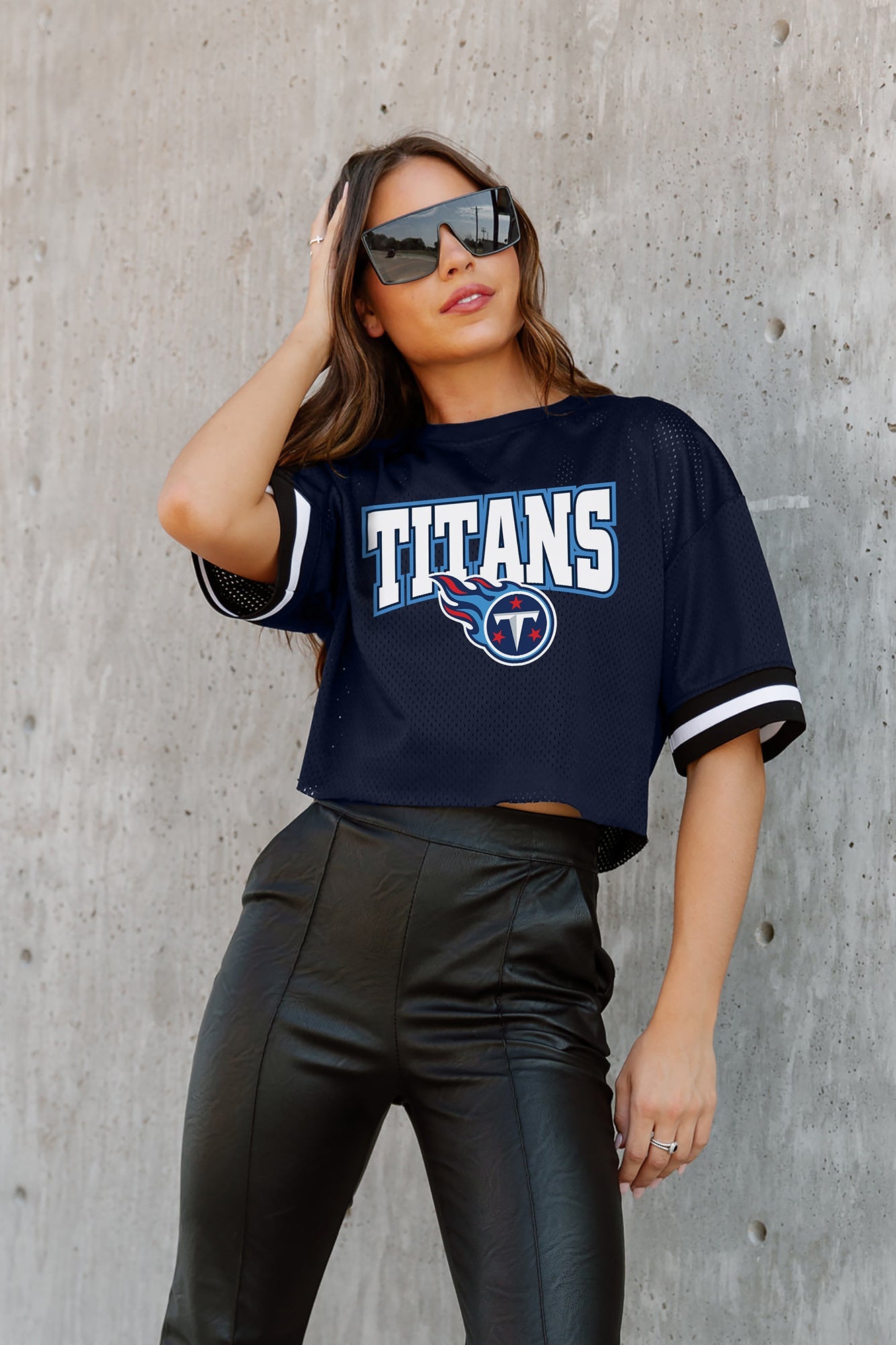 DETROIT LIONS TOP RECRUIT SPORTY V-NECK OVERSIZED SIDE SLIT SHORT