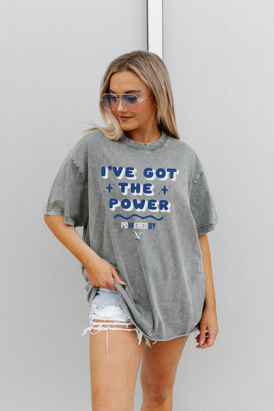 Louisiana Ragin' Cajuns Gameday Couture Women's PoweredBy Got the Power  Oversized T-Shirt - Gray
