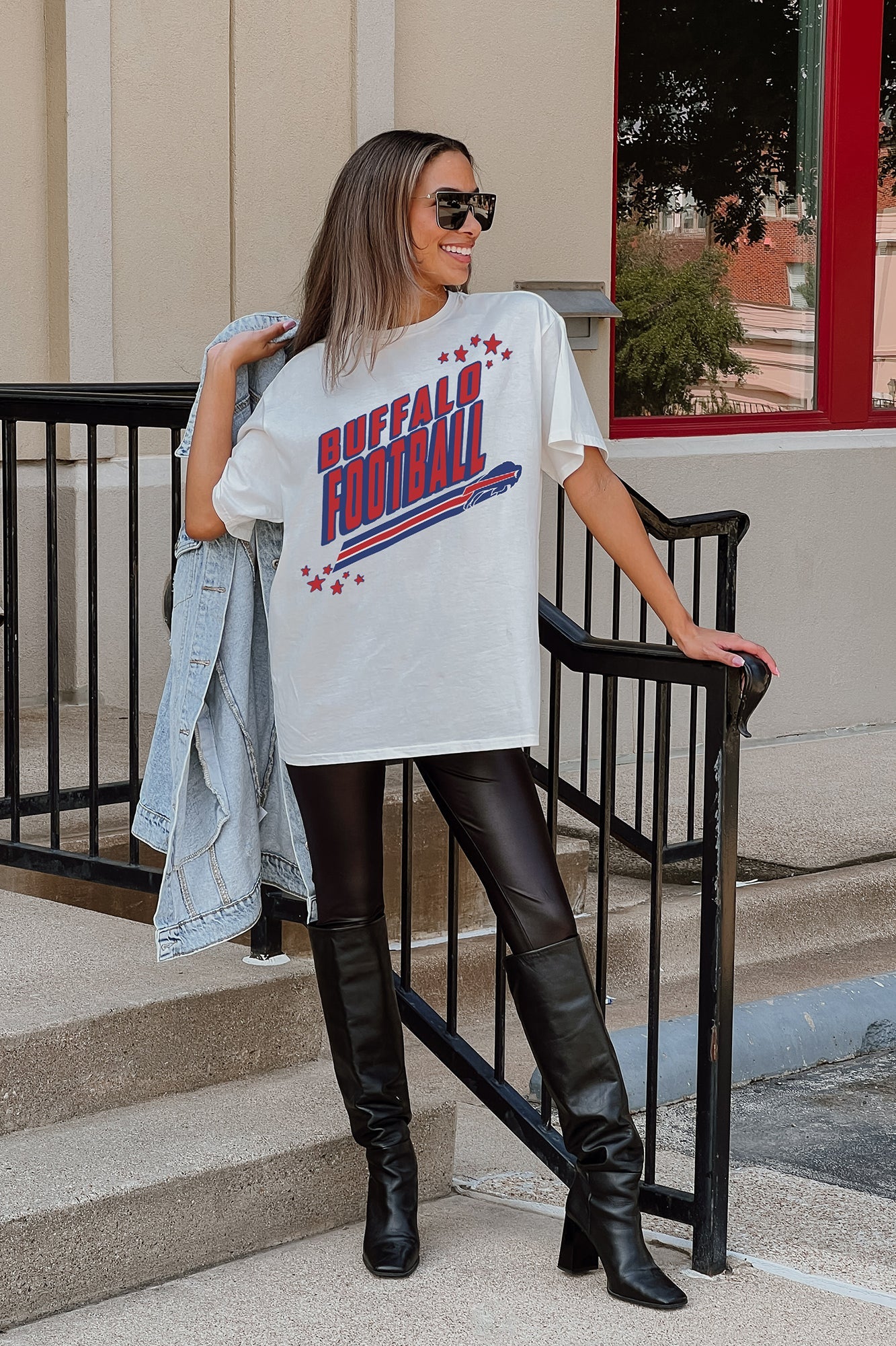 Women's Gameday Couture White Buffalo Bills Oversized Line