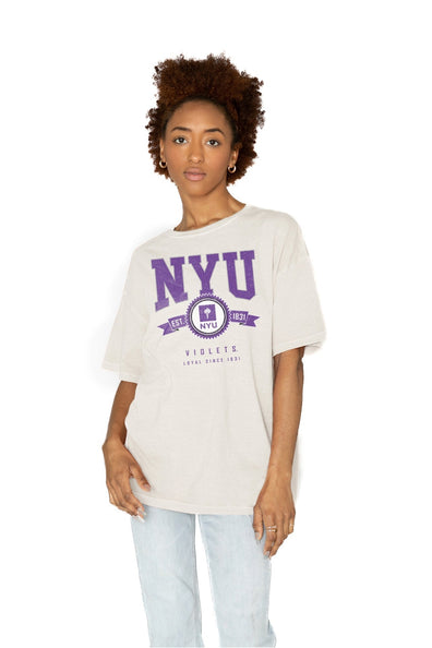 NEW YORK UNIVERSITY VIOLETS INTERCEPTION COLOR WAVE CREW NECK T