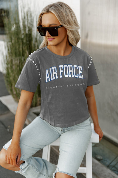 Women's Gameday Couture White Air Force Falcons PoweredBy Sisterhood Oversized T-Shirt Size: Extra Large