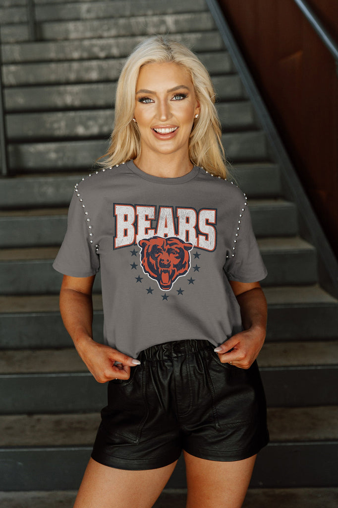 CHICAGO BEARS GL SHORT SLEEVE TOP WITH LINED FLIP-SEQUIN