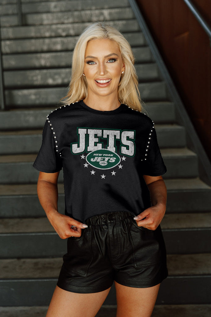 NEW YORK JETS GAMEDAY GLITZ LONG SLEEVE TEE WITH SEQUIN TRIM BACK