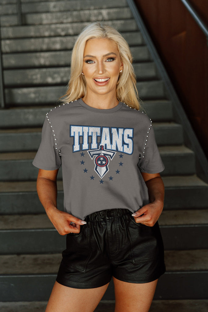 TENNESSEE TITANS GL SHORT SLEEVE TOP WITH LINED FLIP-SEQUIN