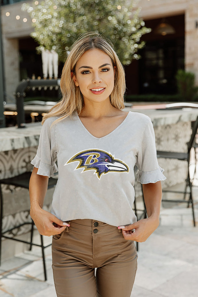 BALTIMORE RAVENS TACKLE TITAN SHORT SLEEVE BOYFRIEND FIT WASHED TEE