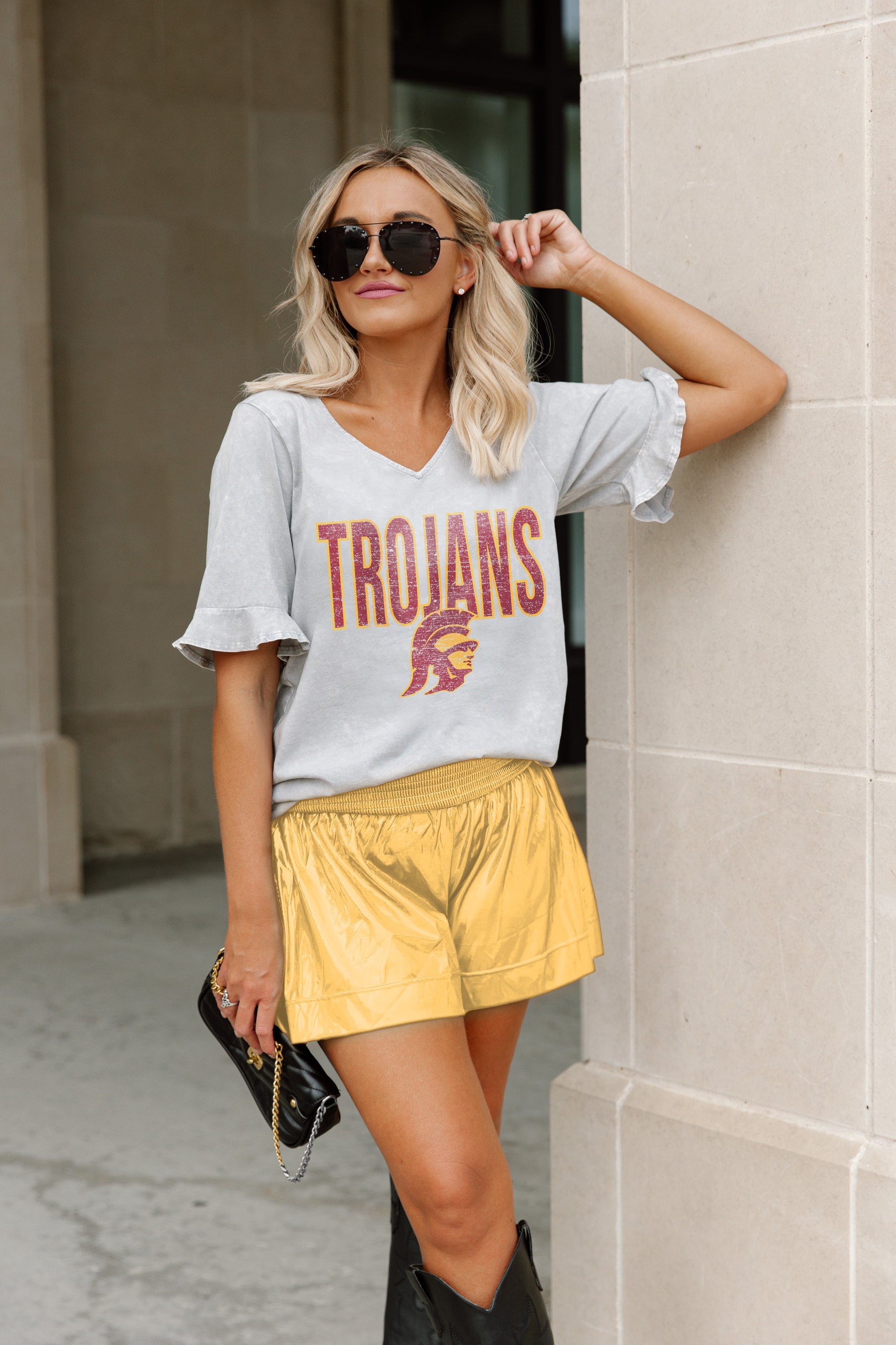 Women's Gameday Couture Charcoal USC Trojans Switch T-Shirt