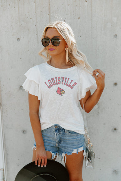 Women's Gameday Couture White Louisville Cardinals Now or Never Oversized T- Shirt