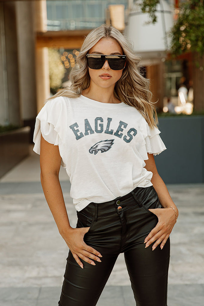 PHILADELPHIA EAGLES GL SHORT SLEEVE TOP WITH LINED FLIP-SEQUIN S –  GAMEDAY COUTURE