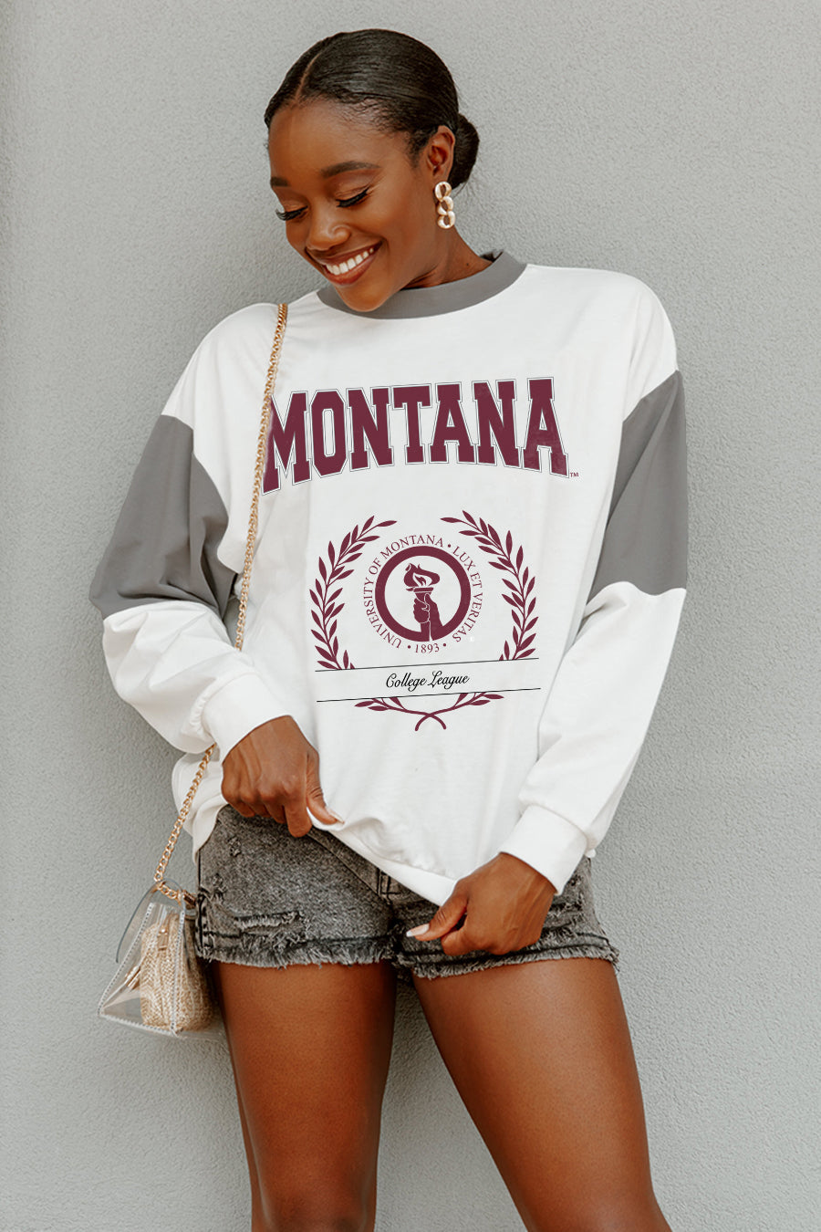 MONTANA GRIZZLIES VINTAGE CLASSIC COLORBLOCK SLEEVE SWEATSHIRT