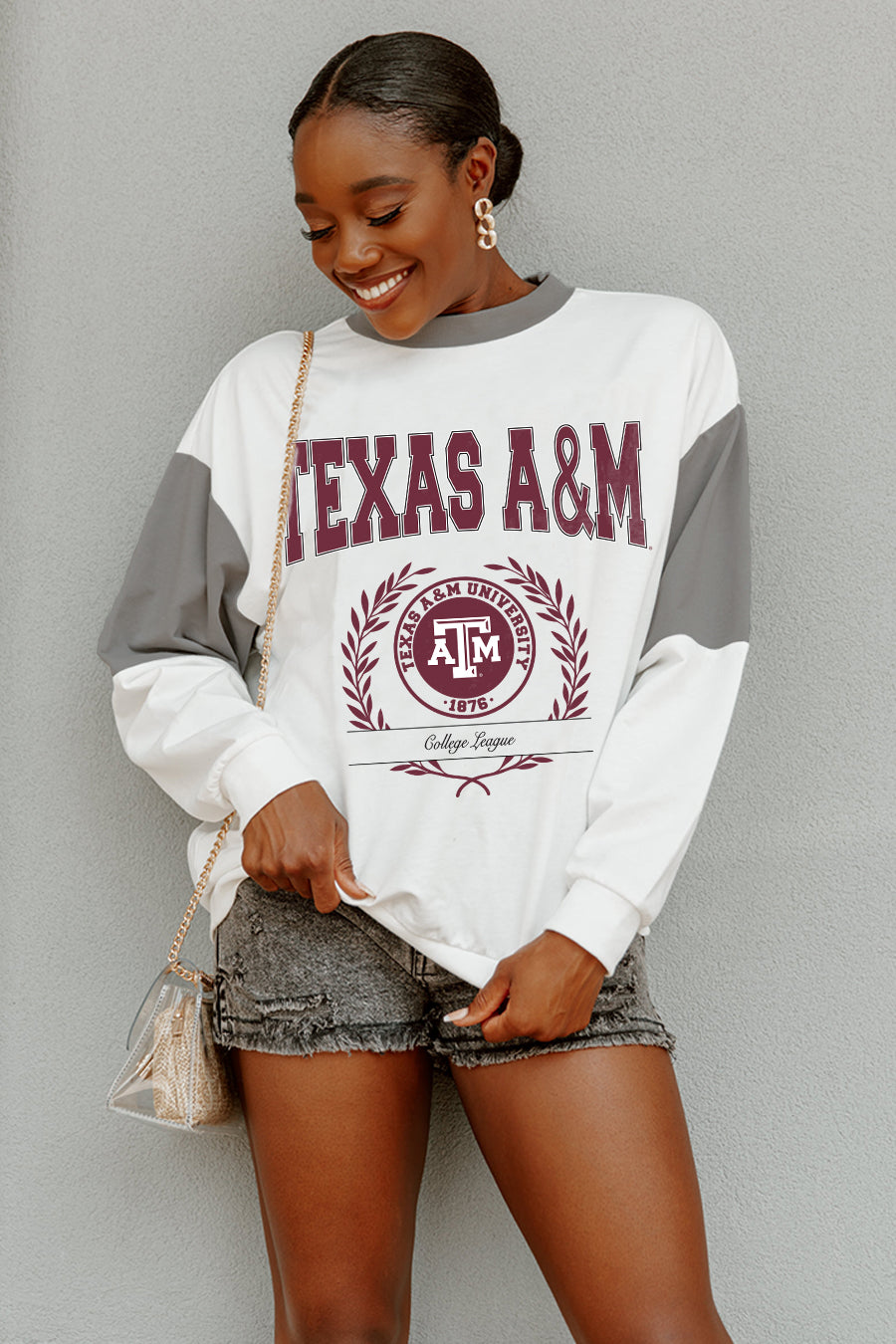 TEXAS A&M AGGIES VINTAGE CLASSIC COLORBLOCK SLEEVE SWEATSHIRT