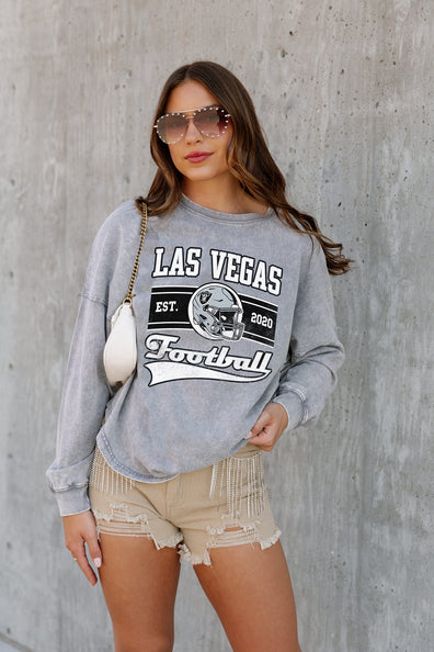 Women's Gameday Couture White Las Vegas Raiders French Terry Feeling Wild Side-Slit Sweatshirt Size: Small