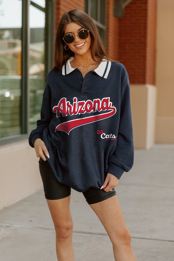 ARIZONA WILDCATS GO TEAM BOX SHOULDER BOYFRIEND TEE BY MADI PREWETT TR –  GAMEDAY COUTURE