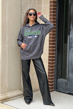 Women's Gameday Couture Gray Seattle Seahawks Long Pass Button-Up Shacket