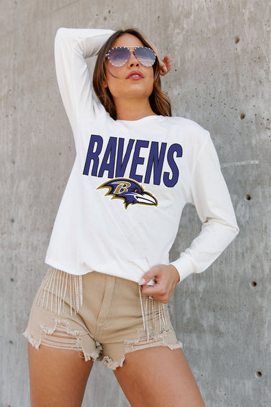 Women's Gameday Couture White Baltimore Ravens Enforcer Relaxed T-Shirt Size: 2XL