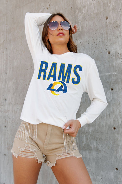 Women's Gameday Couture White Los Angeles Rams Enforcer Relaxed T-Shirt Size: Large