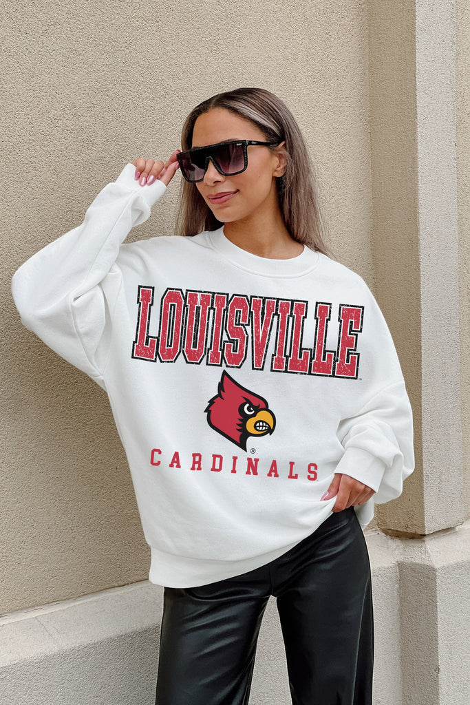 LOUISVILLE CARDINALS PLAY ON FLEECE CREWNECK PULLOVER BY MADI