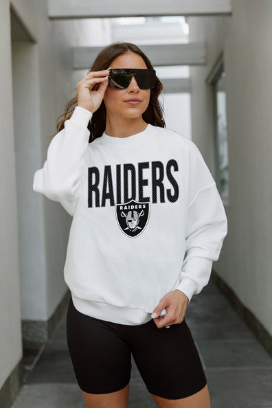 Las Vegas Raiders Gameday Couture Women's Top Recruit Side Slit V-Neck  Fashion Jersey – White