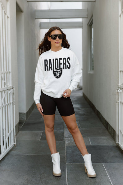 Las Vegas Raiders Gameday Couture Women's Top Recruit Side Slit V-Neck  Fashion Jersey – White