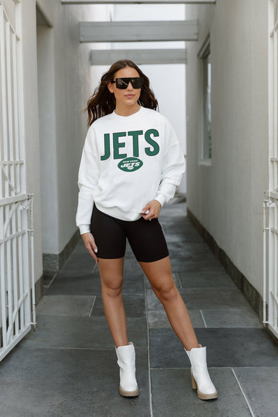Women's Gameday Couture Gray New York Jets Gridiron Glam Cropped T-Shirt Size: Extra Large