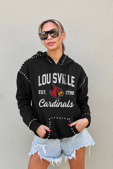 Women's Gameday Couture Black Louisville Cardinals Running Wild Leopard  Print Pullover Hoodie