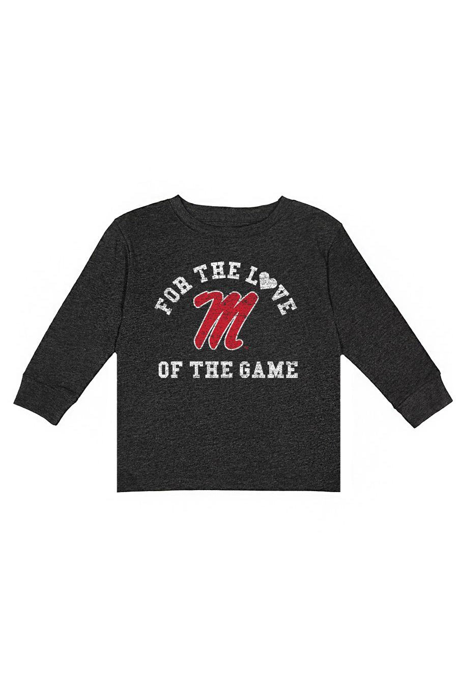 OLE MISS REBELS "FOR THE LOVE" CLASSIC GRAPHIC LONG SLEEVE CREW TODDLER TEE