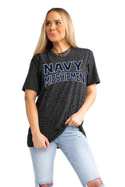 Women's Gameday Couture White Navy Midshipmen Get Goin' Oversized T-Shirt