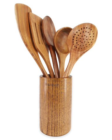 6 PIECES ACACIA WOODEN COOKING UTENSILS SET