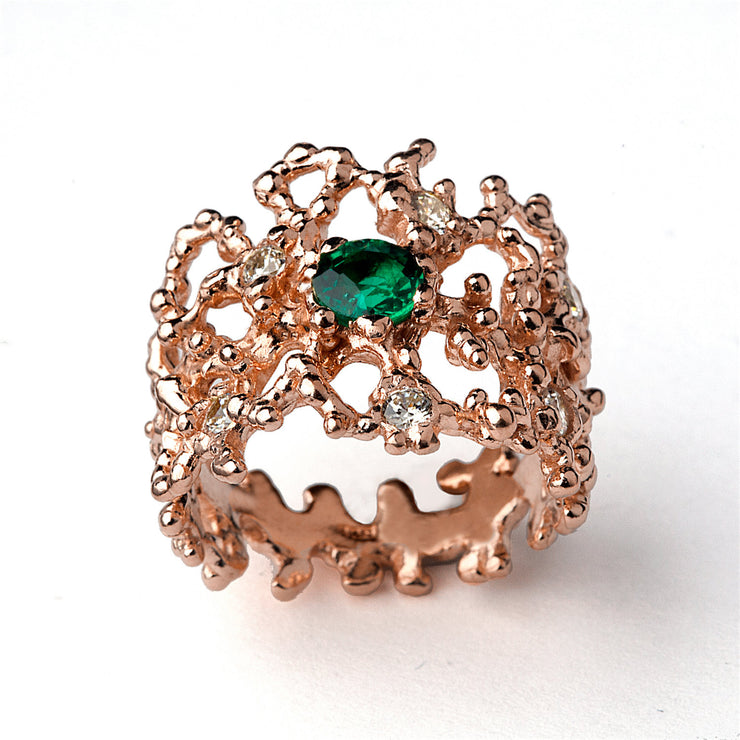 Coral Emerald Rose Gold Band Ring – aroshataglia