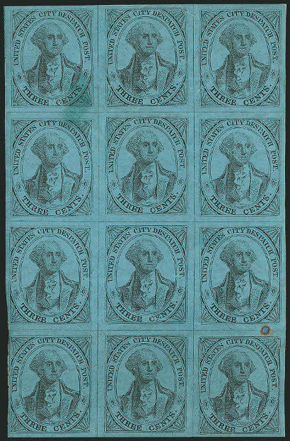 12 block Despatch Post stamp block 