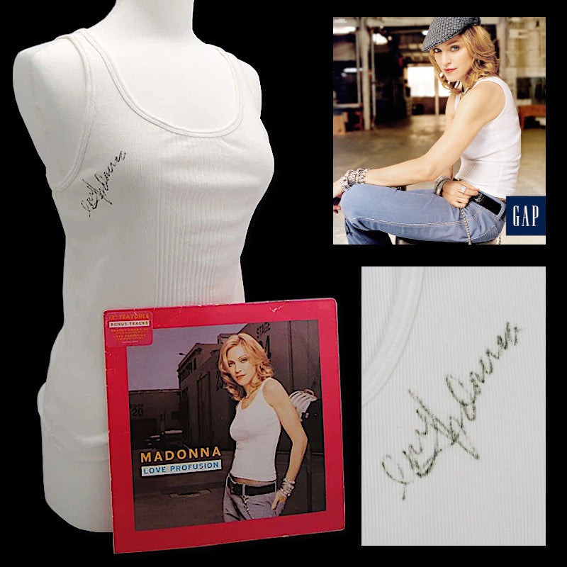 Madonna autographed & worn GAP advert vest top