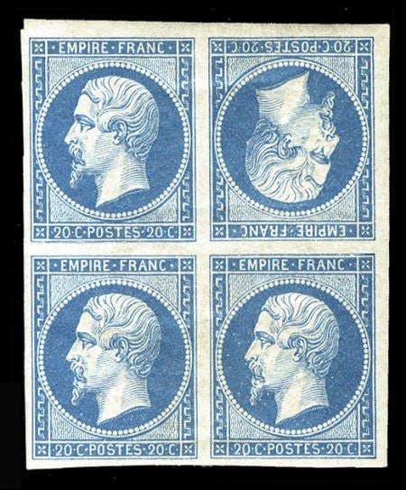 1853-1860 tete beche stamp block 
