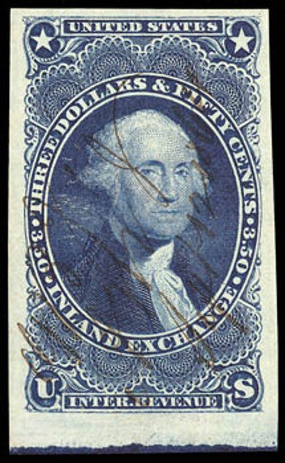 $3.50 Inland Exchange imperforate revenue stamp 