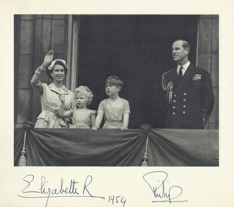 A Christmas card signed by Queen Elizabeth II and Prince Phillip