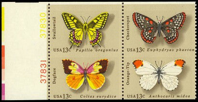 1977 Butterflies Block of Four 