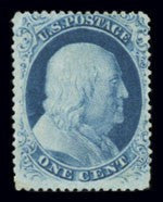 1c blue type III 26L4 stamp 